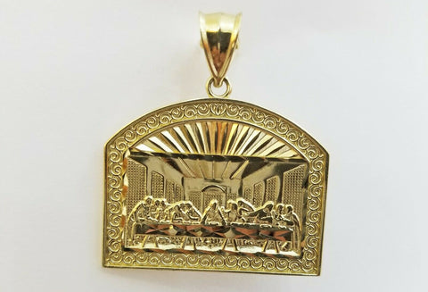 10k Real gold Last supper charm with miami cuban chain 24inch, 5mm,10kt gold set