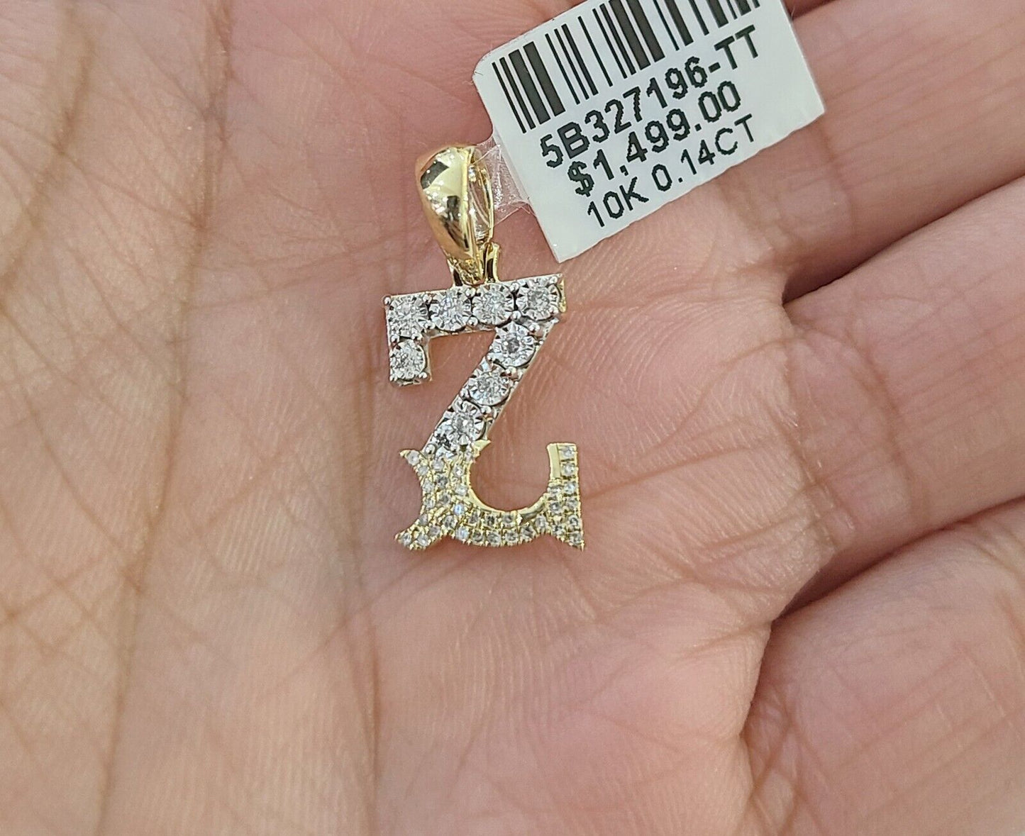 10k Real Yellow Gold Genuine Diamond Initial A-Z Alphabet Charm Letters Pendent