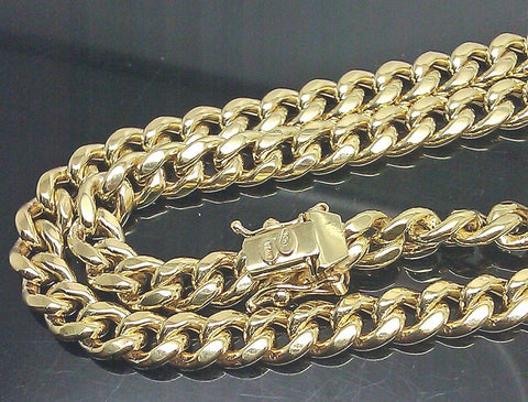 Real 10k Yellow Gold 8mm Miami Cuban Chain Box Lock 34 inch Strong link Gold New