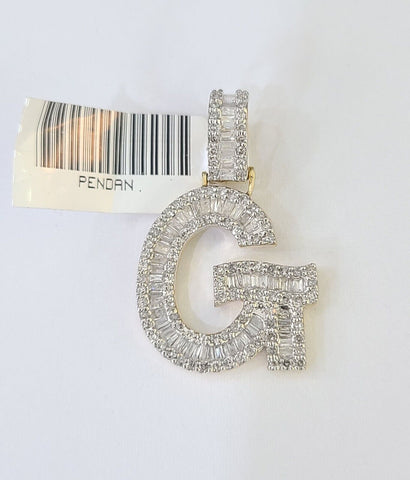 10k Yellow Gold Diamond Letter "G" Initial Alphabet Charm Pendant Real Genuine