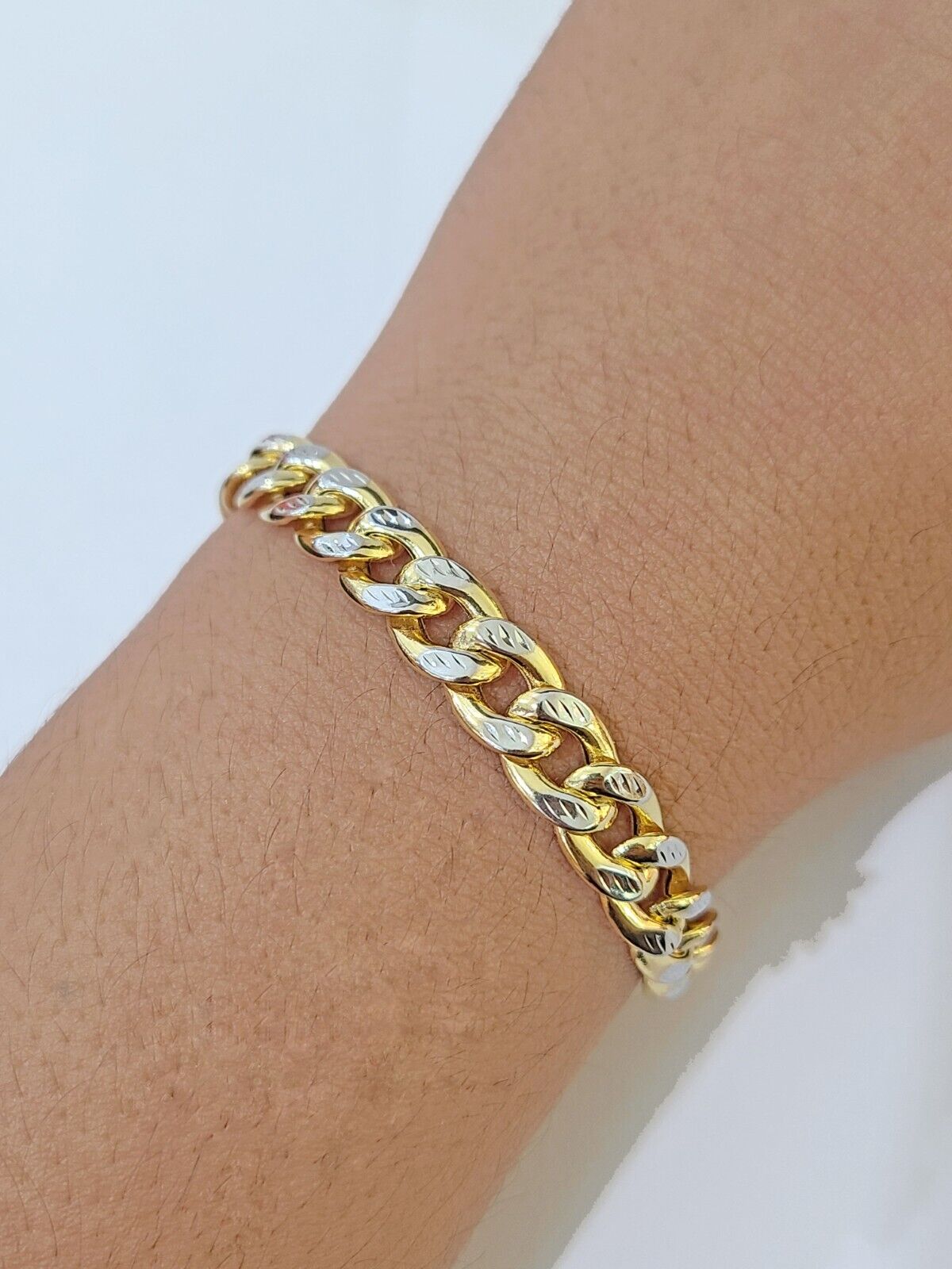 10kt real on sale gold cuban curb diamond cut bracelet