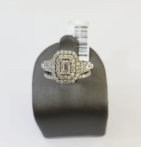 REAL 14k White Rose Gold Diamond Ring Octagonal Shaped Ladies Wedding Engagement