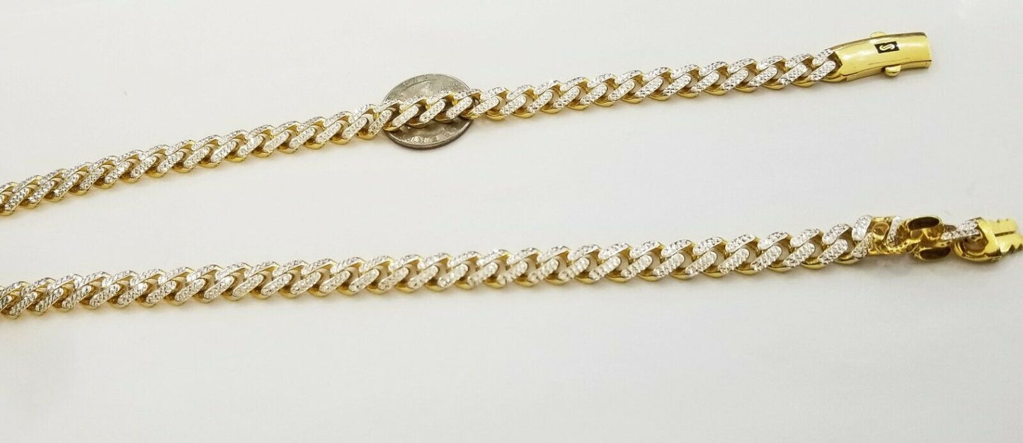 10k Real Gold Monaco Link Chain with diamond cuts ,Men's women necklace,10kt