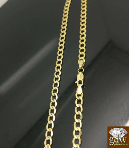 REAL 10k Yellow Gold Cuban link chain 4mm Necklace 16" 18" 20" 22" 24" 26"