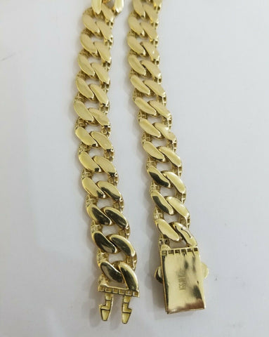 10K Yellow Gold Miami Cuban 12mm Chain Necklace Strong Box Lock 24" Mens Real