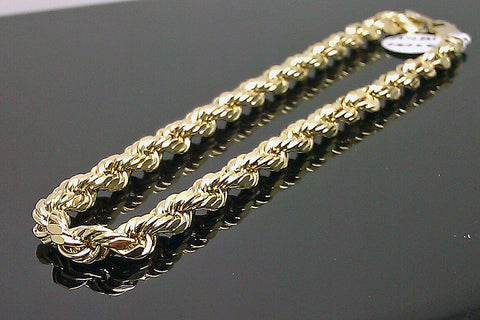 Real 10K Yellow Gold Men's Rope Bracelet 5mm 9 Inches Long