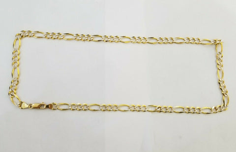 22" Real 14K Yellow Gold Figaro Link Chain 6mm Necklace Diamond Cut Lobster