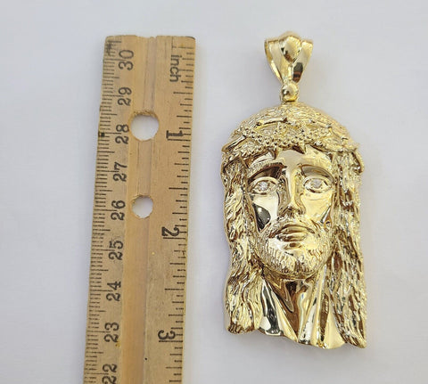 Real 14k Yellow Gold Jesus Head Charm Pendant 3"Inch Jesus face 14kt Charm Gold