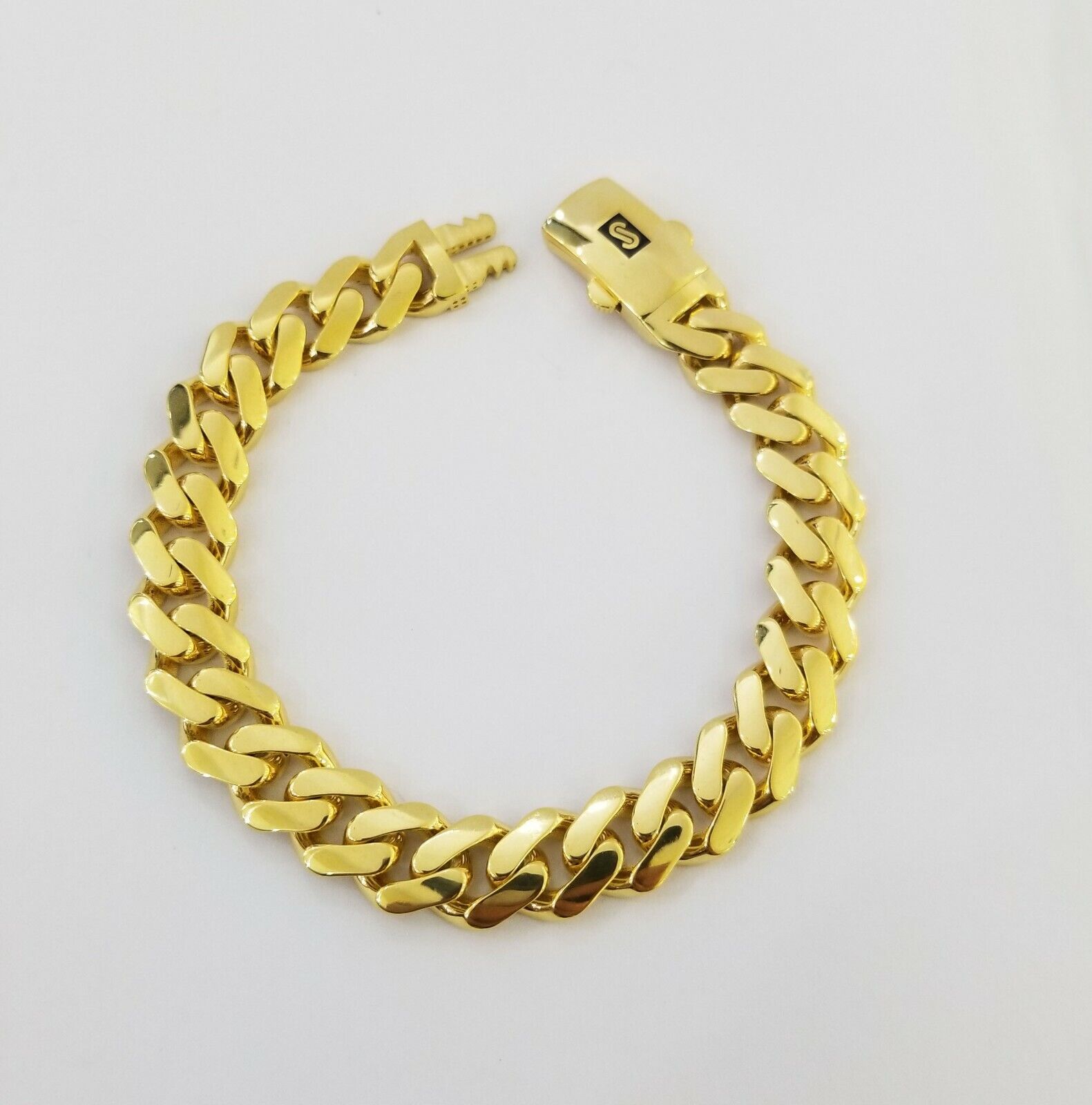 10k Gold Cuban Link Royal 11mm Monaco Chain And Bracelet 10kt Real Gold Set