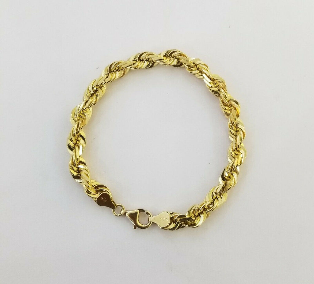 10K Gold 5 Mm Diamond Cut Rope bracelet 8 Inches | Sarraf.com