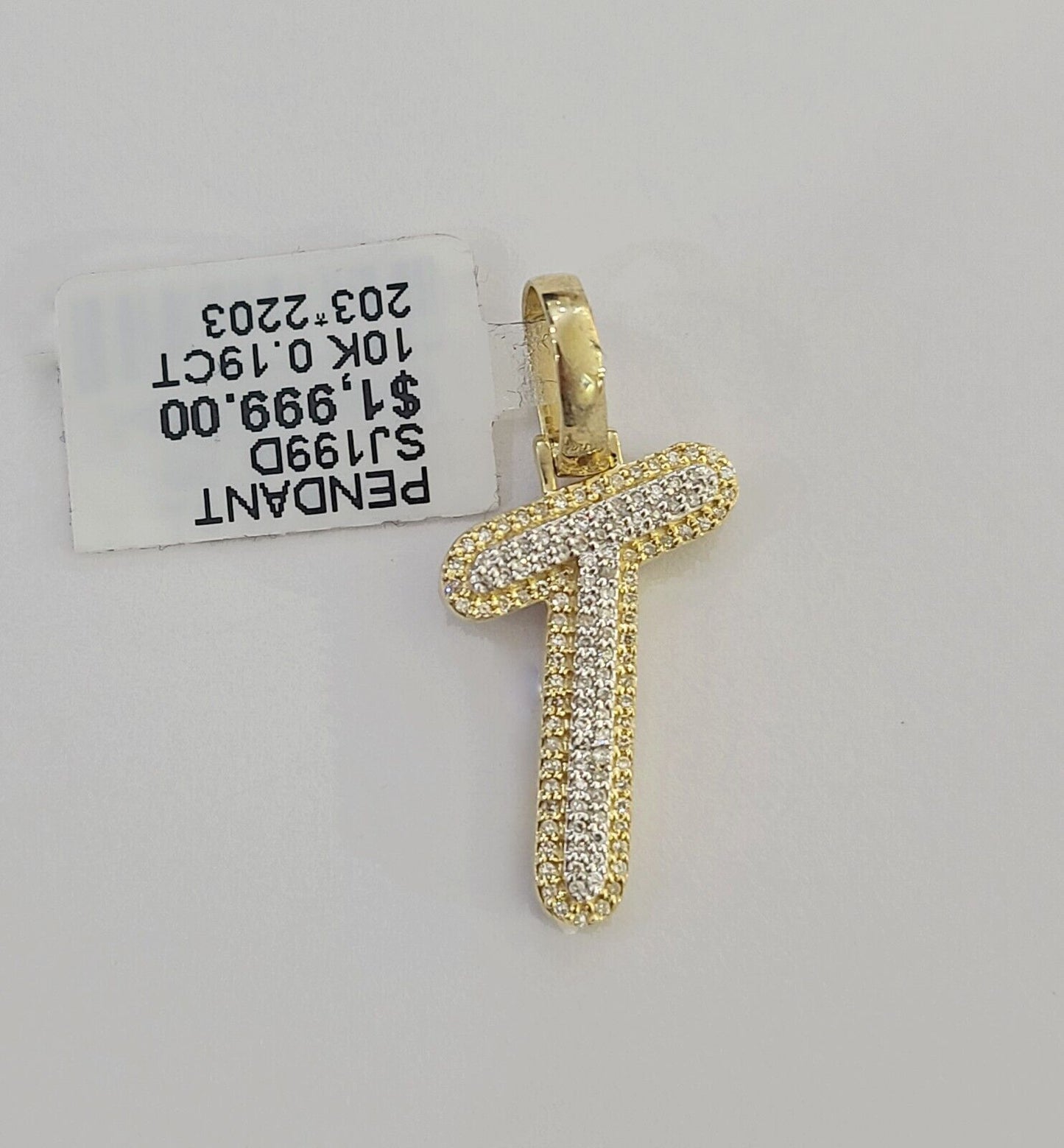 10k Real Yellow Gold Genuine Diamond Initial A-Z Alphabet Charm Pendent