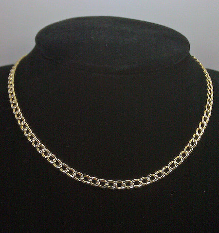 Real 10k Yellow Gold Cuban  Link Chain Necklace Diamond Cut 22" Inch 2.5mm 10kt