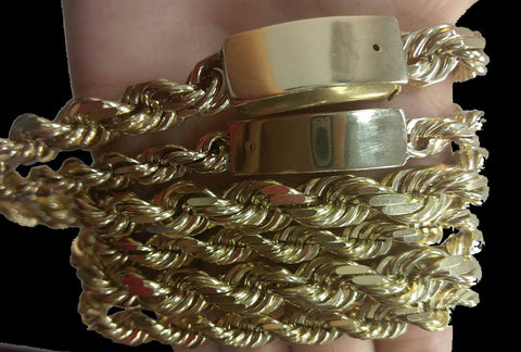 Real Solid 10K Yellow Gold Rope Chain 28 Inches 238 Gram Customize