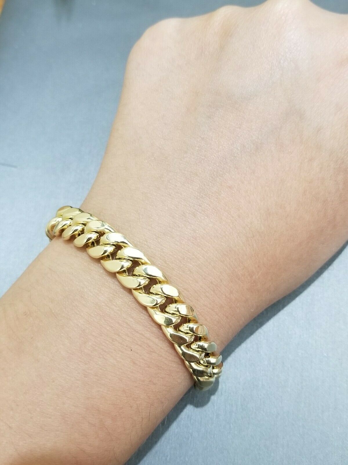 10k Yellow Gold Miami Cuban Men Bracelet 9" Inch 9MM Box Clasp REAL.