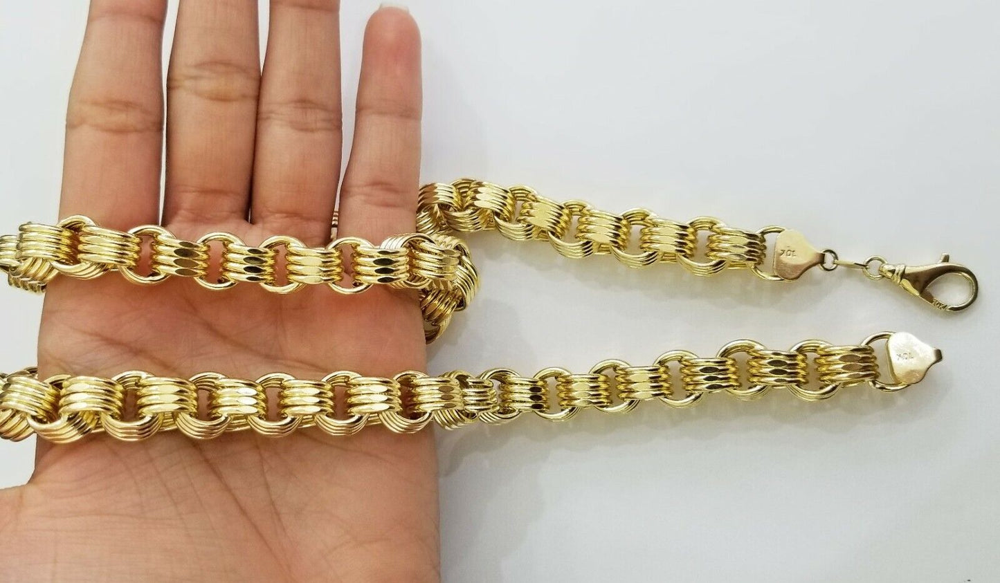 Real 10k Gold Byzantine Chain 11mm 22 Inch Men's yellow gold necklace Real gold!