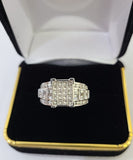 REAL 14k White Gold Diamond Ring 1.46 CT Size 10 Square Shaped Engagement Ring