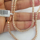 Real 10k Gold Rose Chain Tennis Necklace Diamond Cuts Shiny Men Women 20" 3mm