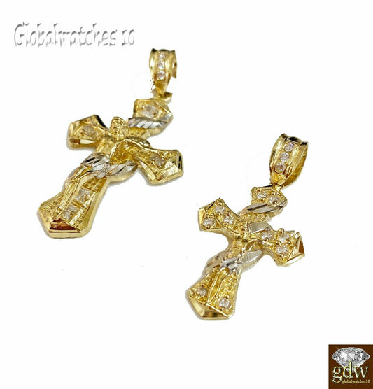 10k gold Jesus cross Charm, Real 10k yellow gold Mens Jesus Cross Charm pendant