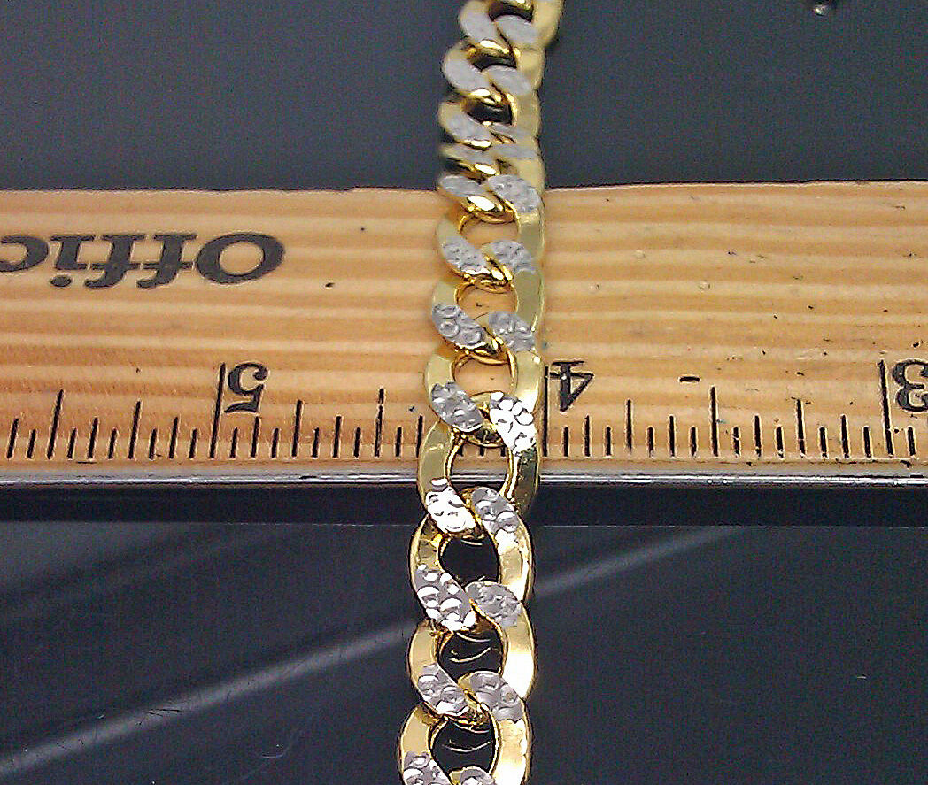 REAL 10K Yellow Gold Cuban Bracelet Diamond Cut 9" Inch 10mm Lobster Lock