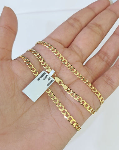 10k Gold Cuban Curb Link chain 3mm 20 Inch Real Yellow Gold Real Genuine