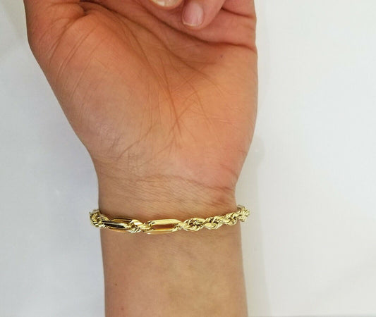 10k Yellow Gold Milano Rope Chain bracelet 8.5" 5mm real gold hand chain