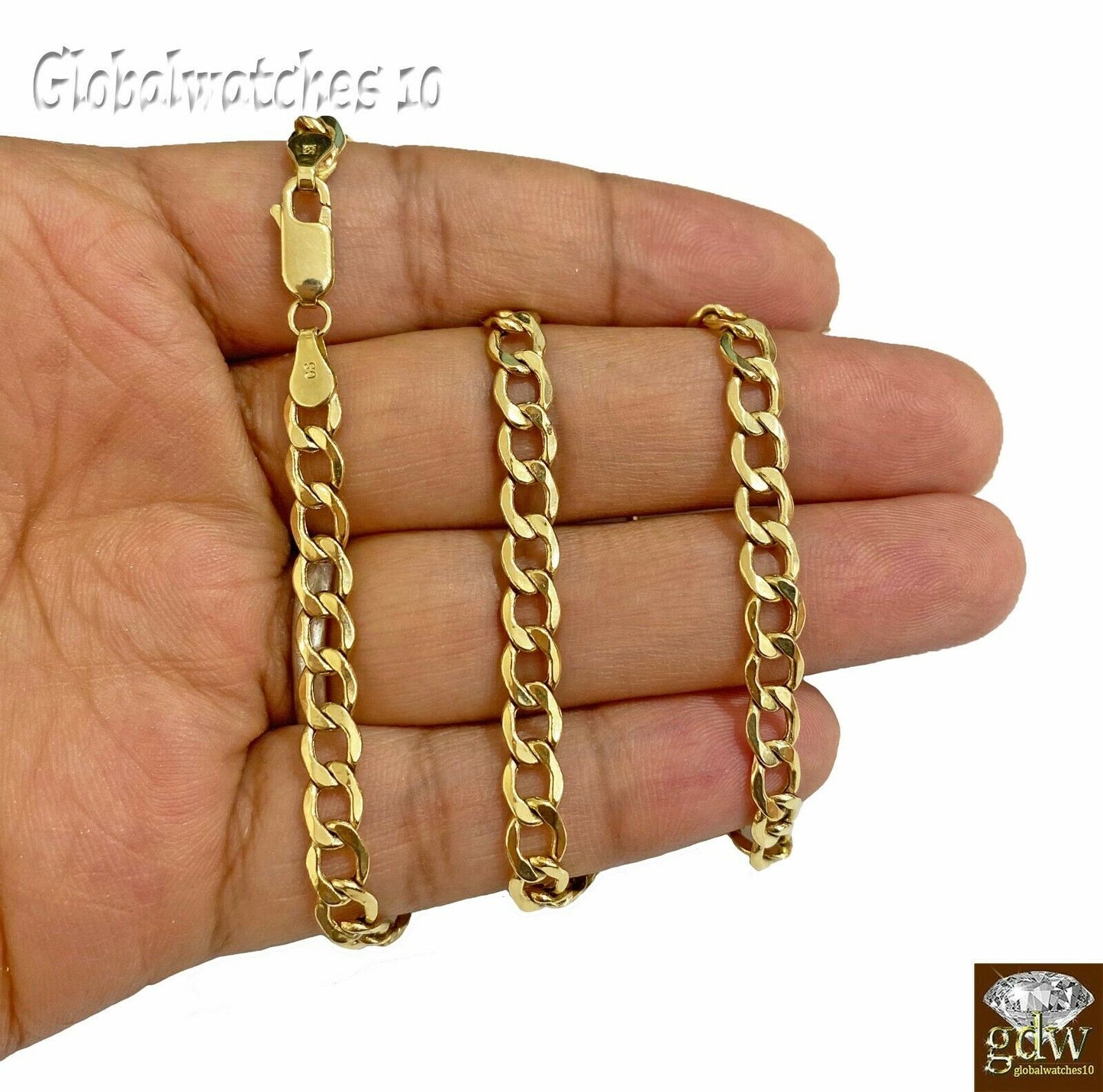 Real 10k Yellow Gold Cuban link 4mm Chain with diamond Cut 20 22 24 26 inch