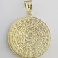 Real 10k Yellow Gold Pendant Circular Mayan Calendar Charm 2.5" SOLID 10kt