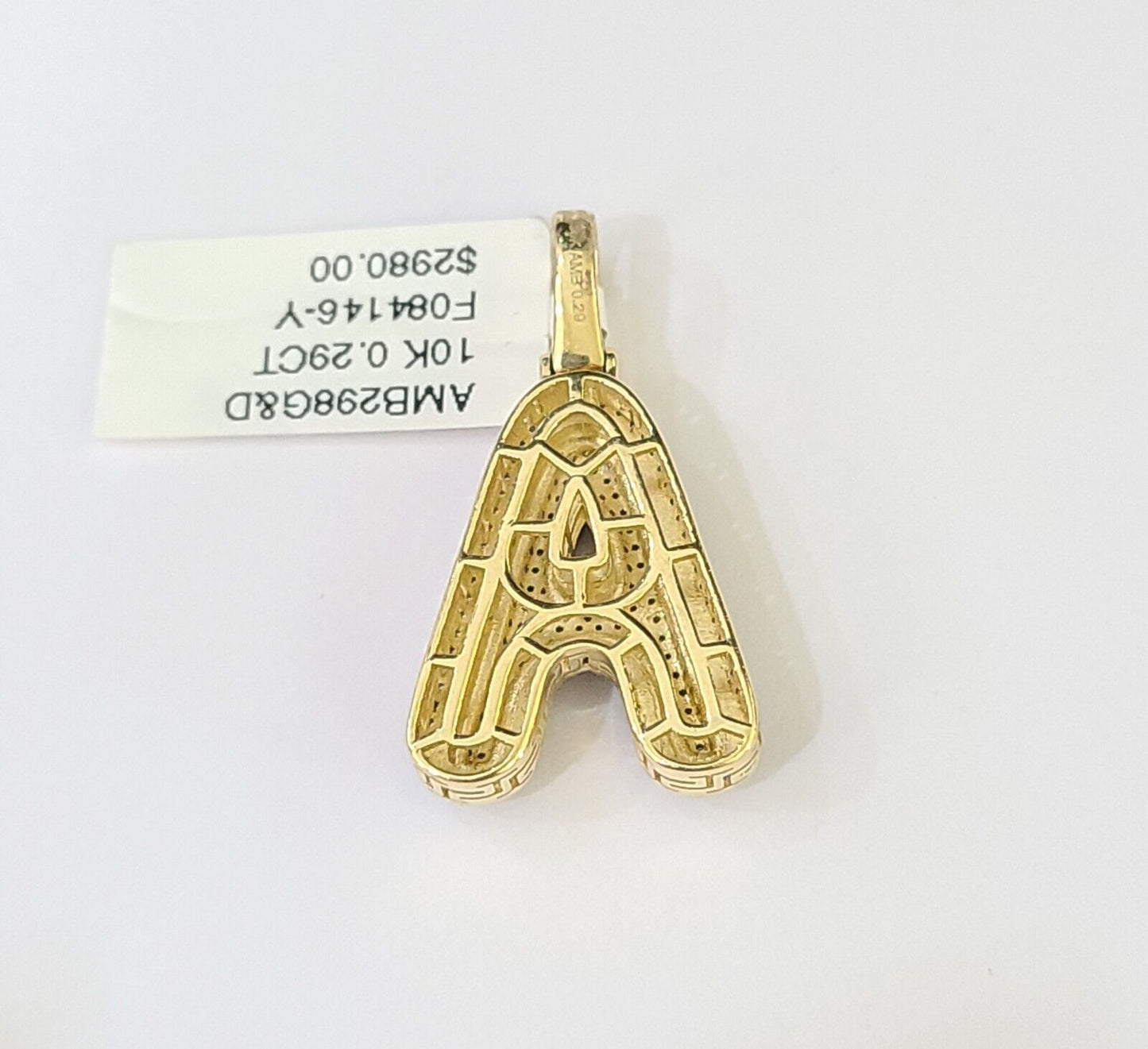 10k Yellow Gold Diamond Letter "A" Initial Alphabet Charm/Pendant Real Genuine