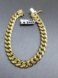 REAL 10k Yellow Gold Men's Cuban Bracelet 8.5 Inch Box Clasp 9mm link Rope