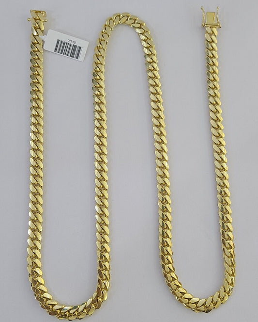 14K Solid Yellow Gold 7mm Miami Cuban Link Chain Necklace 26" Inch 14Kt