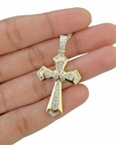 10K Yellow Gold Genuine Diamond Cross Pendent Jesus Cross Charm Religious