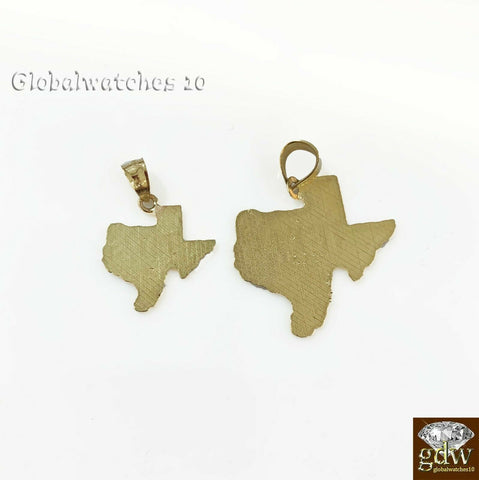10k Yellow Gold Solid Texas Map Charm Pendant Diamond Cut Real 10k gold.