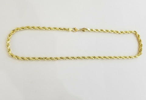 10k REAL Gold Rope Chain 6mm 20"Yellow gold Necklace Men women diamond cuts 10kt