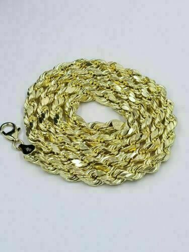 REAL 10k Yellow Gold Head Charm 1.75" Pendent 3mm Rope Chain 20 22 24