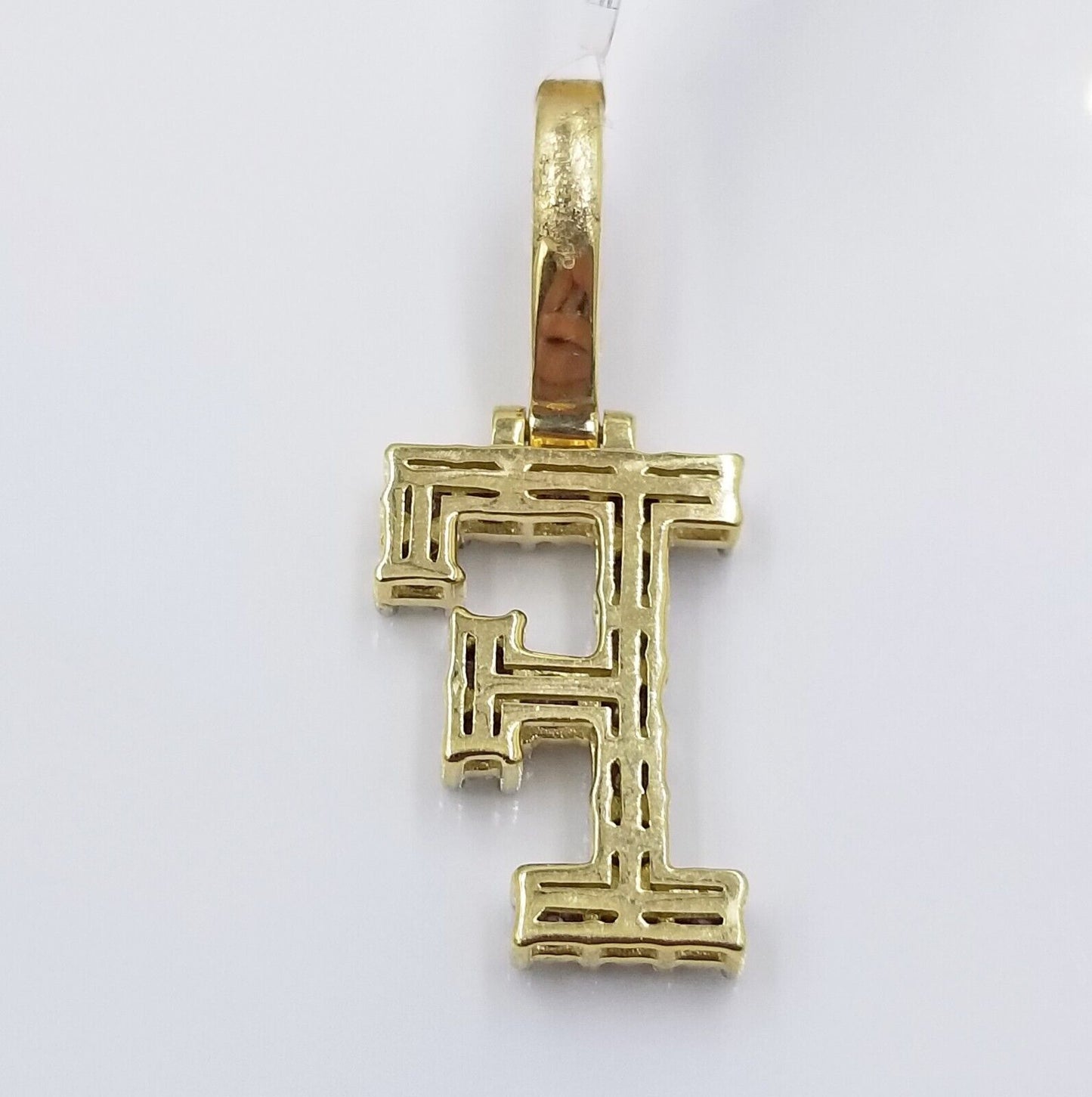 10k Yellow Gold Diamond Letter A-Z Initial Charm Pendant Real Diamond