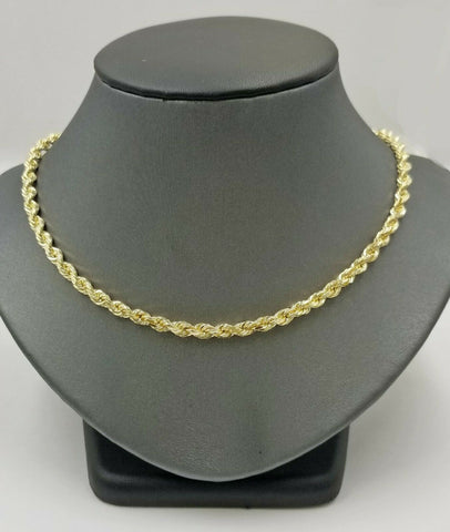 SOLID 5mm 20" 10k Yellow Gold Rope Chain Diamond Cut Men Women Real Brand new