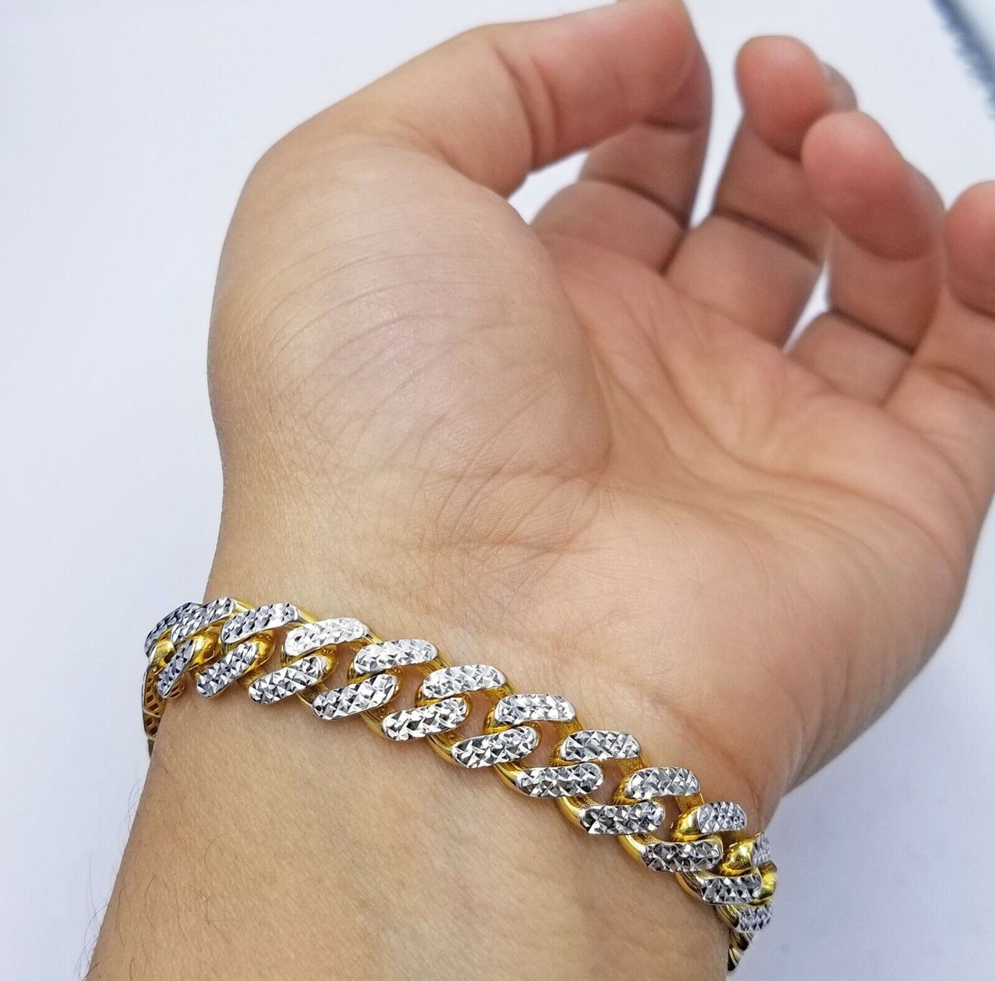 10K Yellow Gold Royal Monaco Cuban Bracelet Diamond Cuts 8" 8mm Real 10kt,Unique