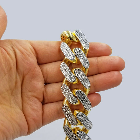 10K Yellow Gold Royal Miami Cuban Diamond Cut Bracelet Box Clasp 9.5" 24mm Men