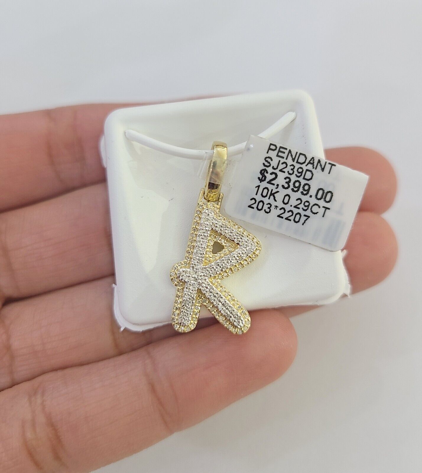 10k Real Yellow Gold Genuine Diamond Initial A-Z Alphabet Charm Pendent