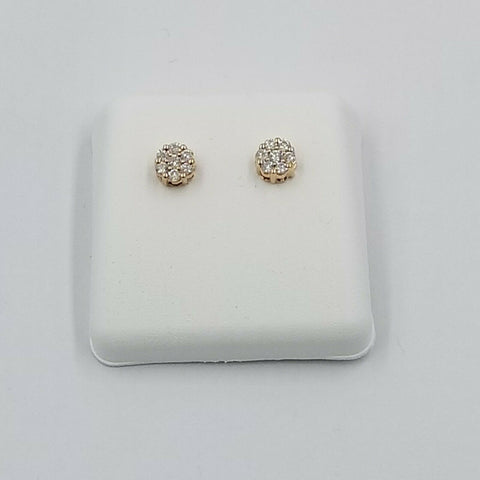 14K Rose Gold Genuine Diamond Stud Earring Screw-back