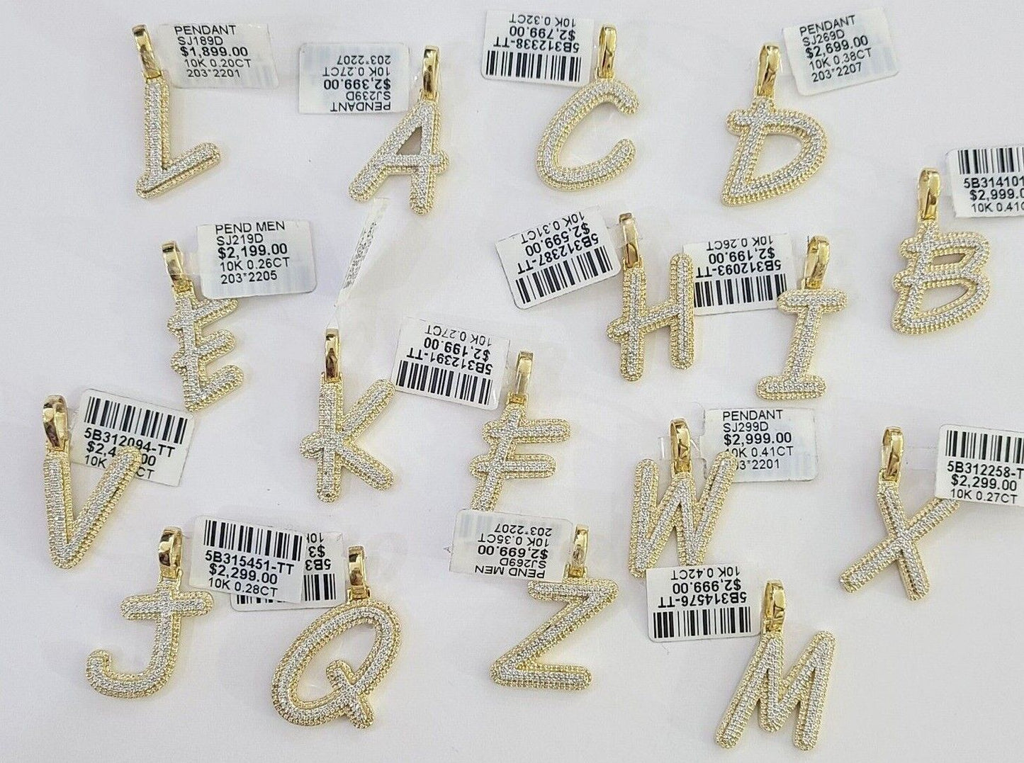 10k Real Yellow Gold Genuine Diamond Initial A-Z Alphabet Charm Pendent