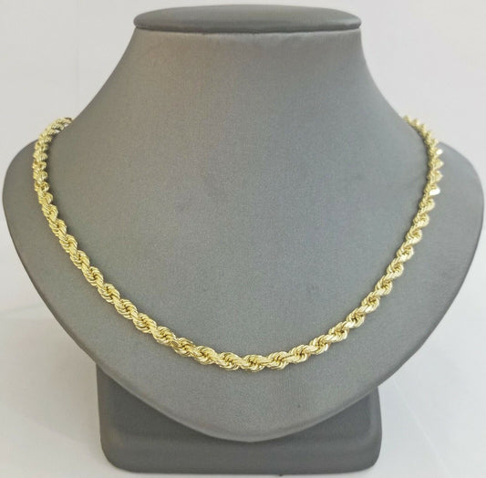 Real 14K SOLID Yellow Gold Rope Chain 5mm 24 Inches necklace Lobster Lock 14kt