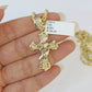 10k Gold Spiral Cross Charm Rope Chain 3mm 26'' Set Yellow Diamond Cut Real