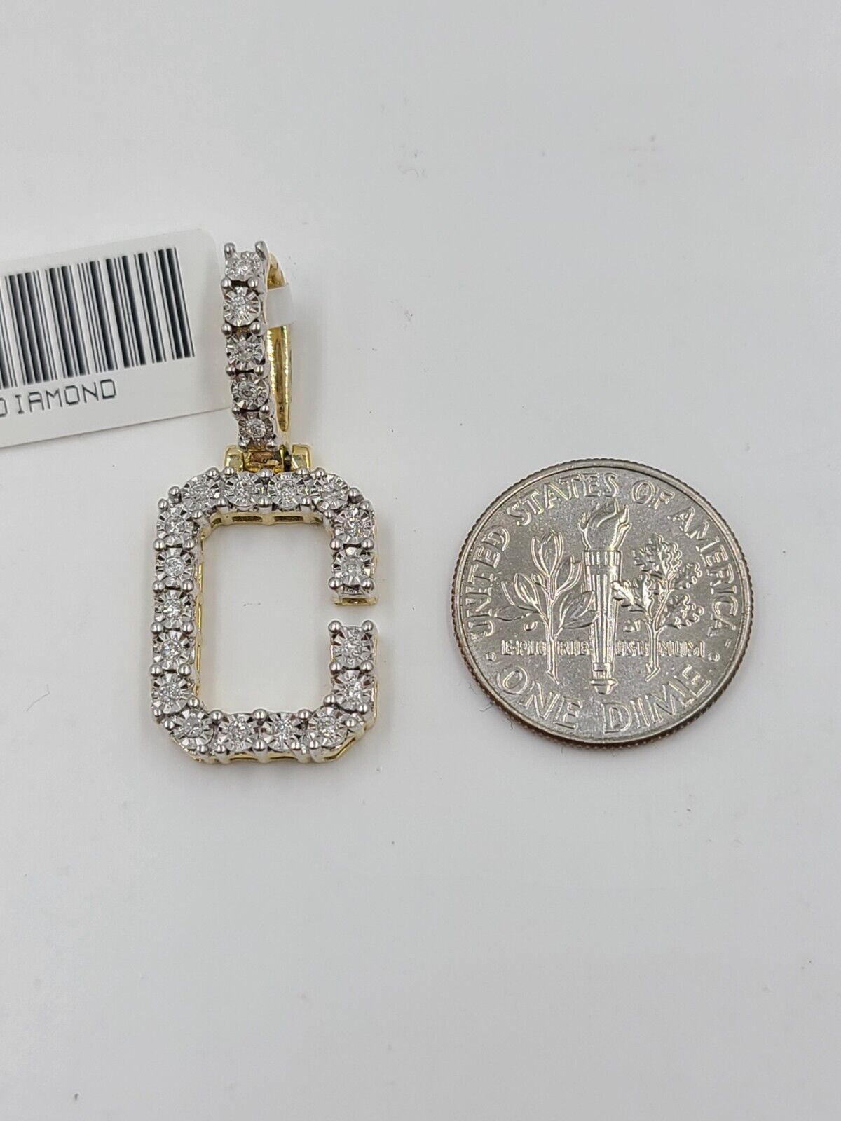 Real 10k Gold & Diamond Letter "C" Initial Alphabet Charm/Pendant 1.25".