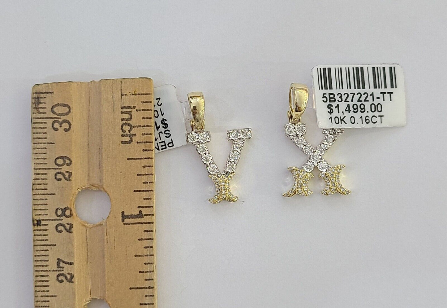 10k Real Yellow Gold Genuine Diamond Initial A-Z Alphabet Charm Letters Pendent