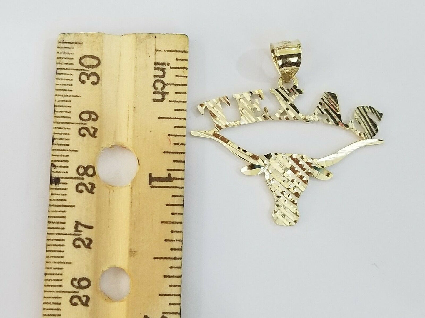 Mens 10k Yellow Gold Cow Longhorn Head Texas Charm Diamond Cut Pendant Real 10K