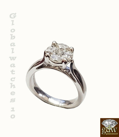 14k White Gold Ladies Ring with Real Diamonds,Wedding, Solitaire Diamond, Women.