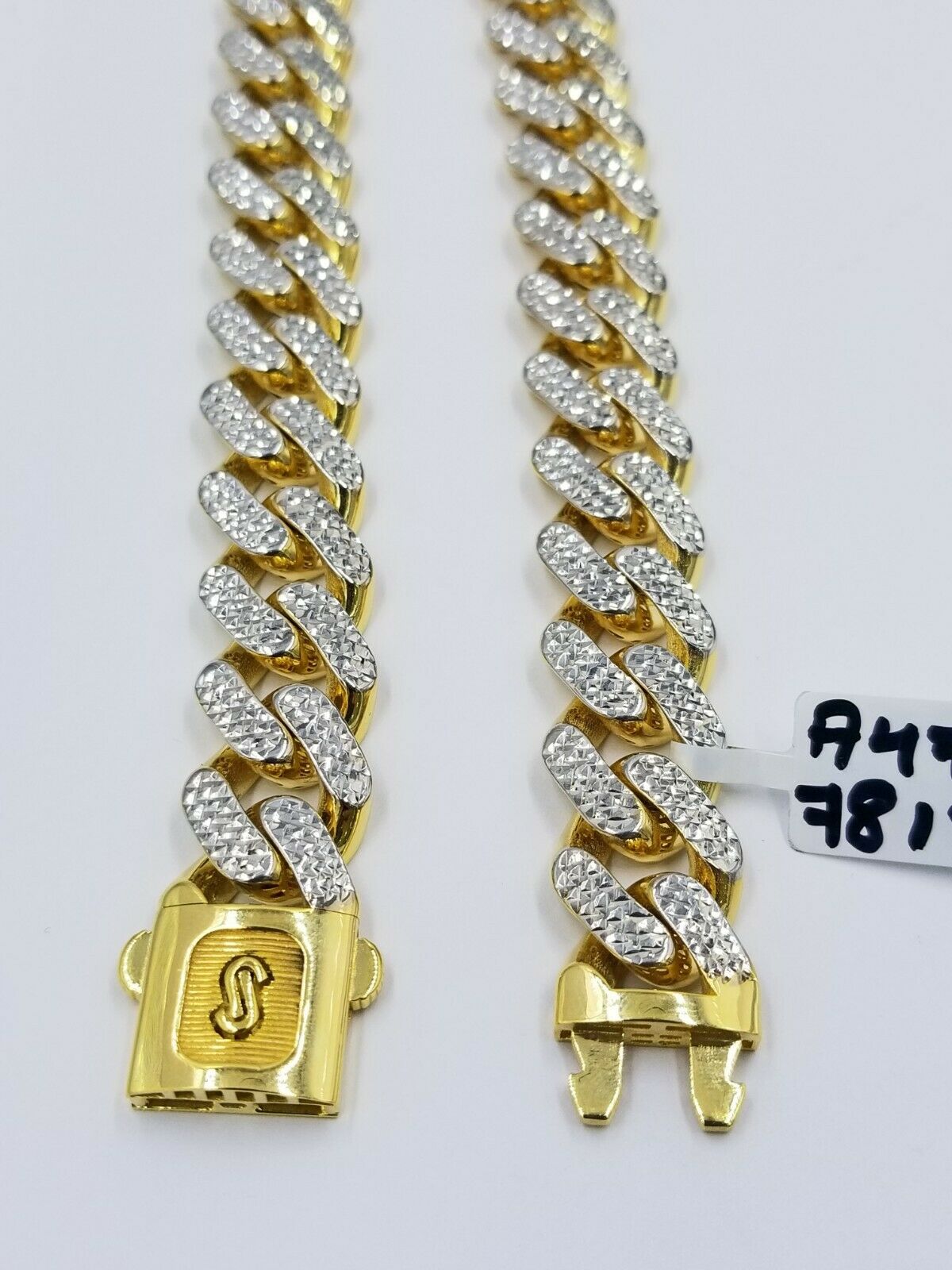 Real 10K 13mm Yellow Gold Royal Miami Cuban Monaco Chain Diamond Cut 24 Inches