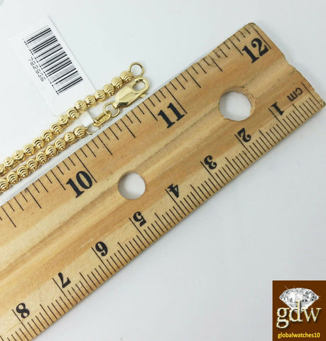 Real 10k Yellow Gold Chain Necklace 20" Inch 3mm Men  Women Moon Cut Diamond Cut