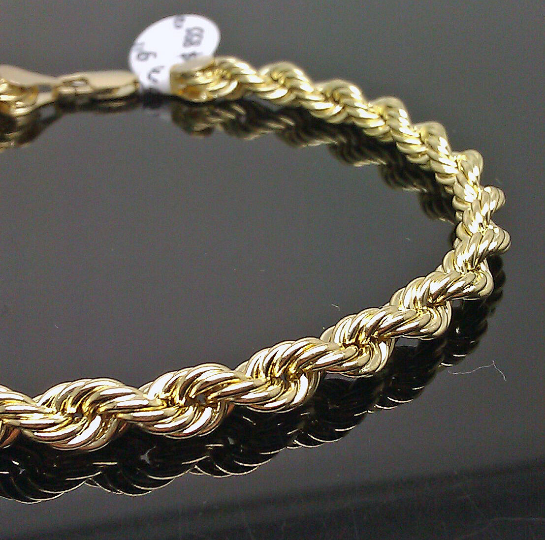 10K Men's Yellow Gold Rope Bracelet 6mm 7.5 Inches LOBSTER LOCK